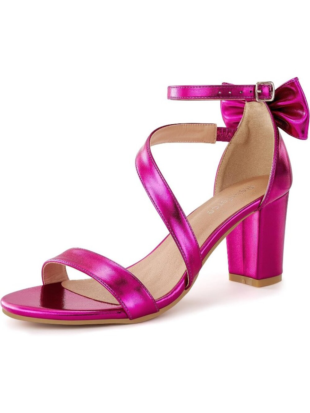 Women's Fuchsia Faux Leather Comfortable Slip Resistant Adjustable Block Heels